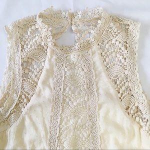 Entro Dress Cream Lace High Neck Fully Lined Sz: L